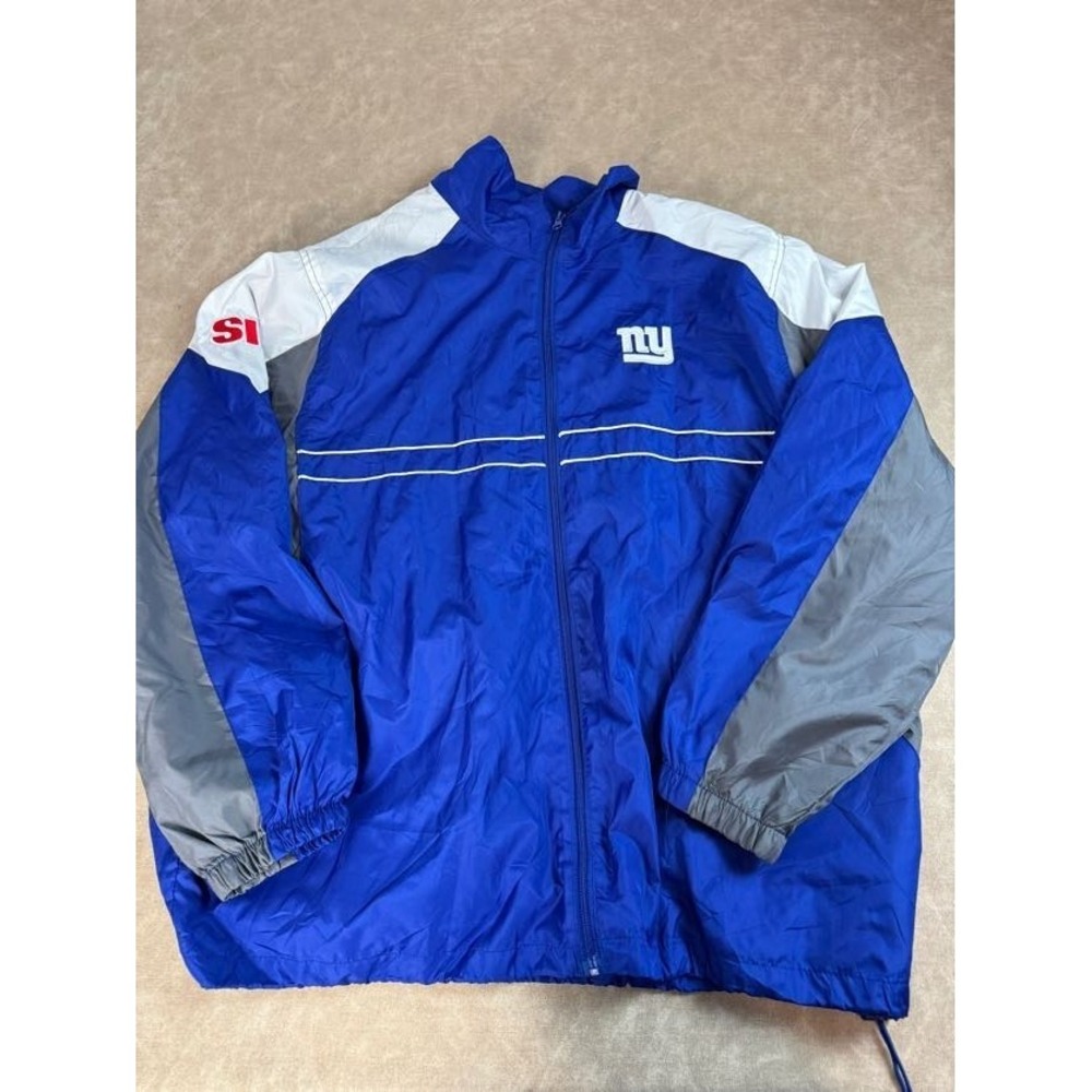 Dunbrooke Men NY Giants Full Zip Polyester Colorblock Blue Windbreaker Jacket XL